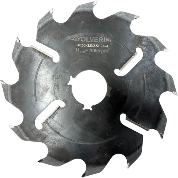 WOLVERINE Пила дисковая 250*50*2,5/3,5/12z+4 WZ (шпон. паз 10*5 - 2 шт. под 105 гр.) для УПТ-250М